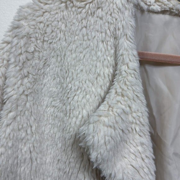 (N5) Democracy‎ Teddy Coat Women's Ivory Sherpa Oversized Open Front Size L - Picture 5 of 10